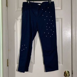 Ann Taylor loft mode chino crop 8P navy blue stars patches 8